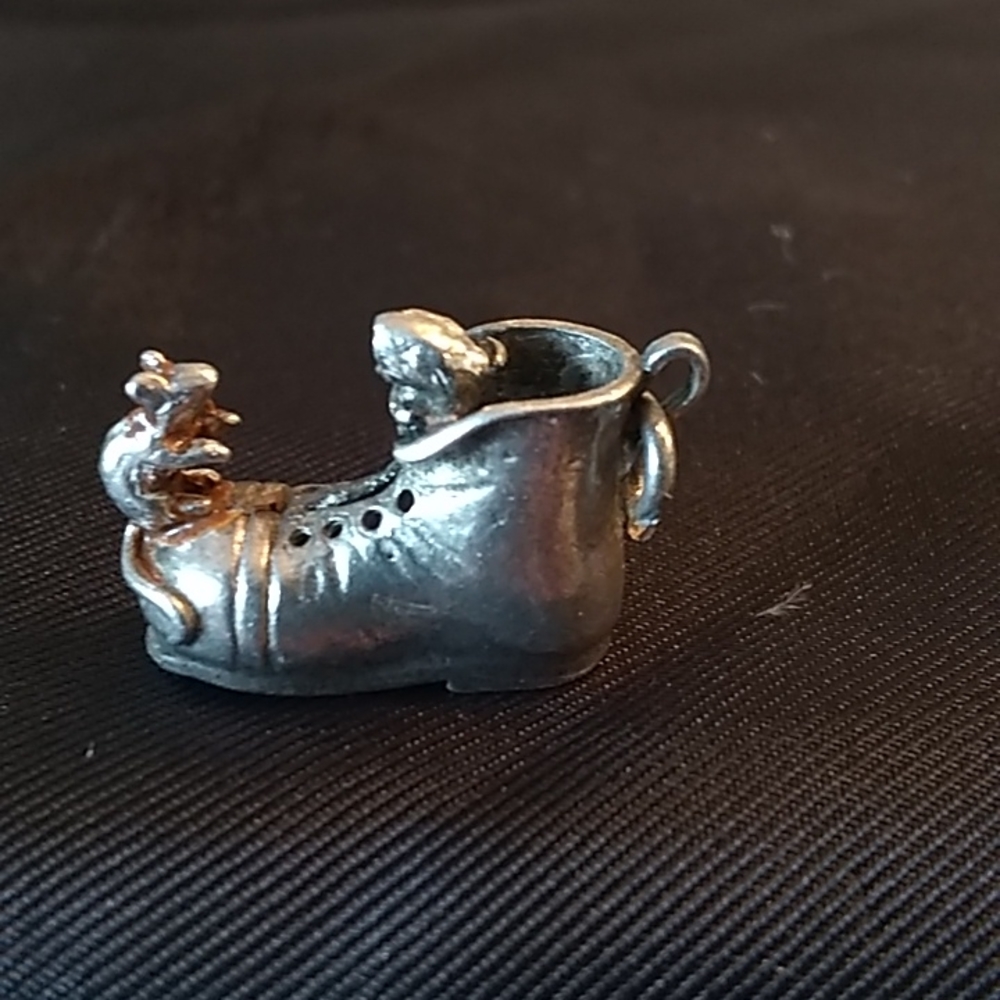 Vintage Sterling Silver Boot/Mouse/Cheese Charm